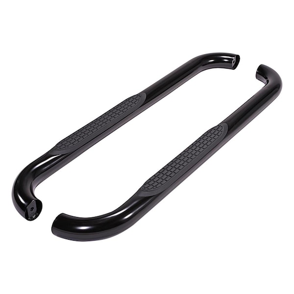 Trailfx TrailFX A0027T; Step Nerf Bar; w/ Step Pads 3" Round Bent Textured Black Steel w/o End Caps A0027T - main